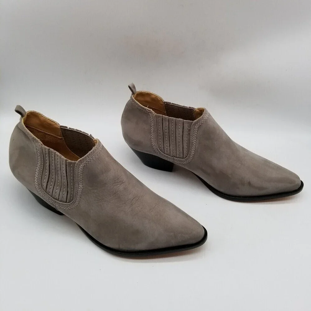 Schutz‎ Womens Jacqueline Taupe Leather Almond Toe Ankle Booties Size 9.5 B
